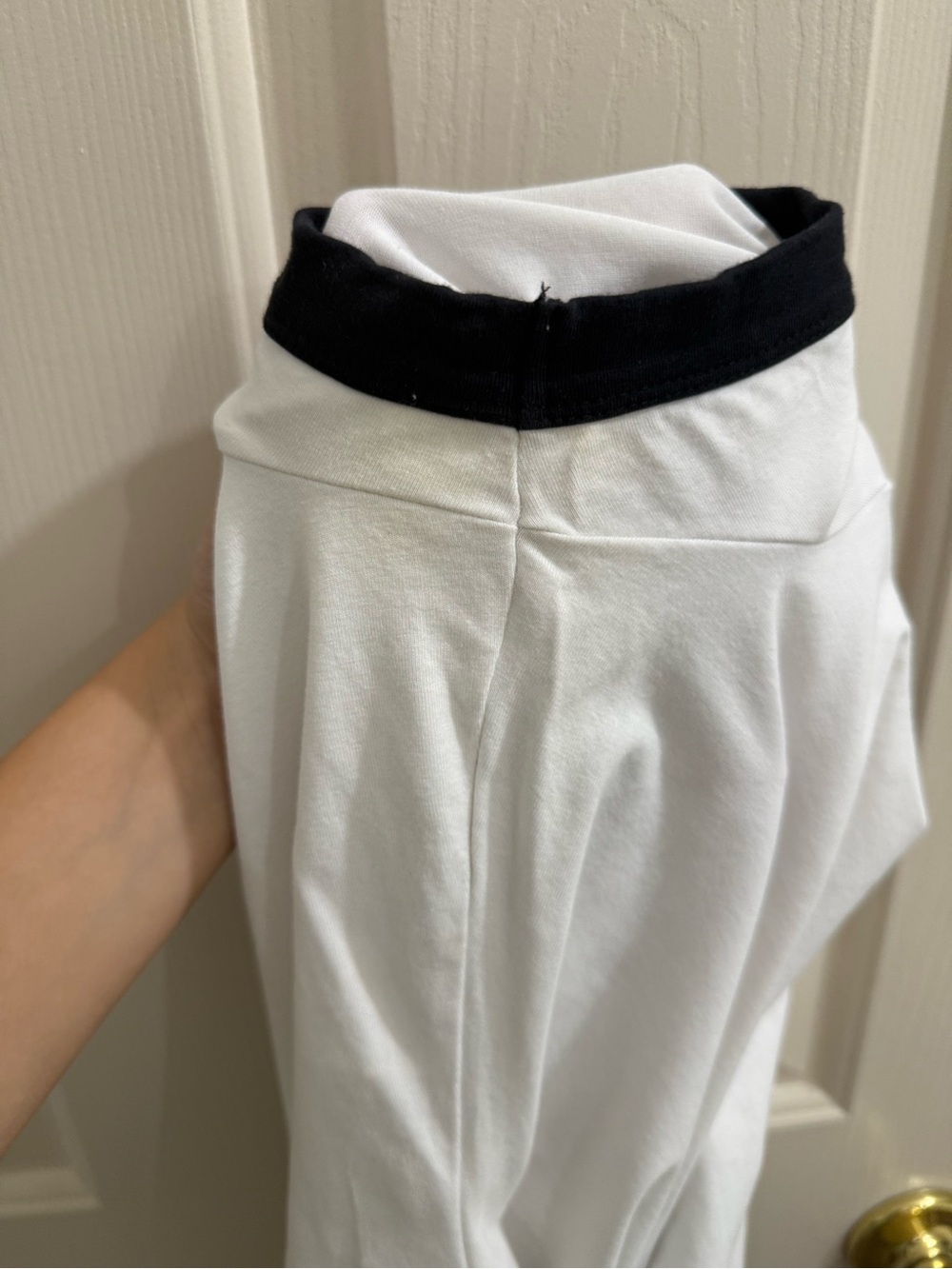 Gymshark White Tee with Black Ringer Trim and Barbell Motif - Picture 5 of 5